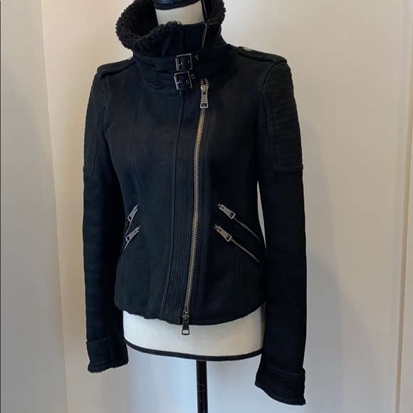 Burberry Brit cropped Shearling Jacket Black size 6 - Picture 2 of 16